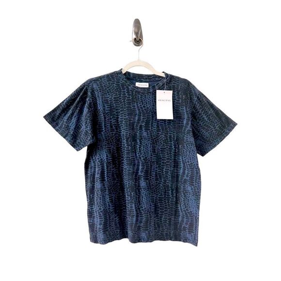 Anine Bing Snake Print Hudson Tee Women’s Washed Blue Size Small - Picture 1 of 7